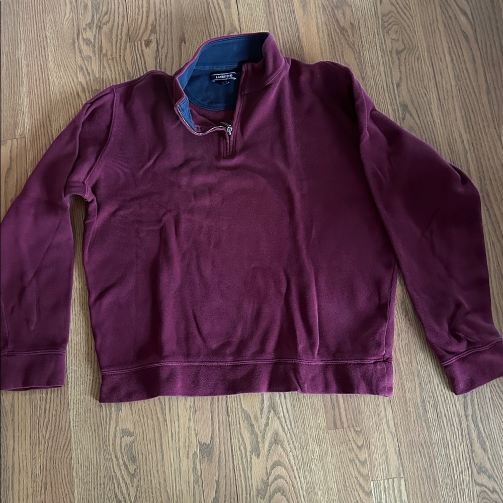 Lands’ End Big and Tall Cotton Quarter Zip Pullover Sweater Size Large Tall
